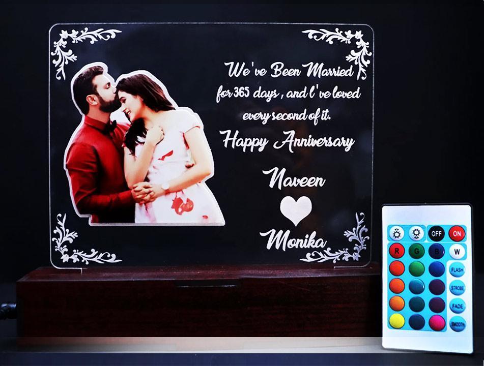 Couple Acrylic Anniversary Multi Led Lamp | love craft gift