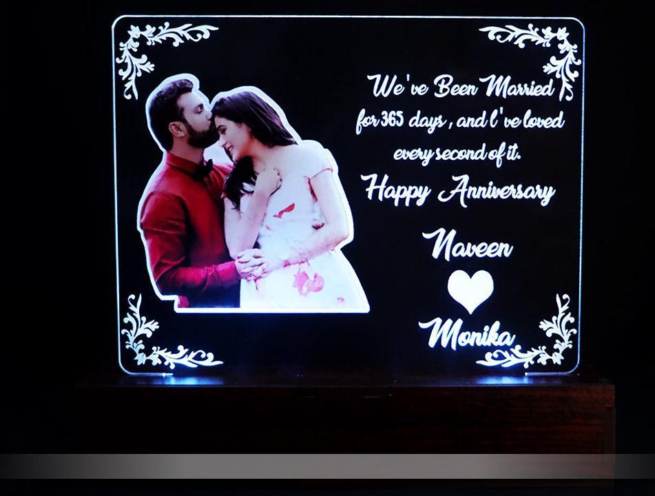 Couple Acrylic Anniversary Multi Led Lamp | love craft gift