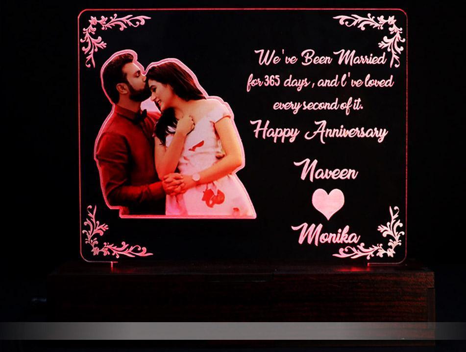 Couple Acrylic Anniversary Multi Led Lamp | love craft gift