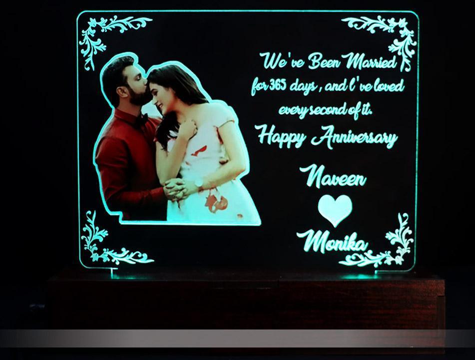 Couple Acrylic Anniversary Multi Led Lamp | love craft gift