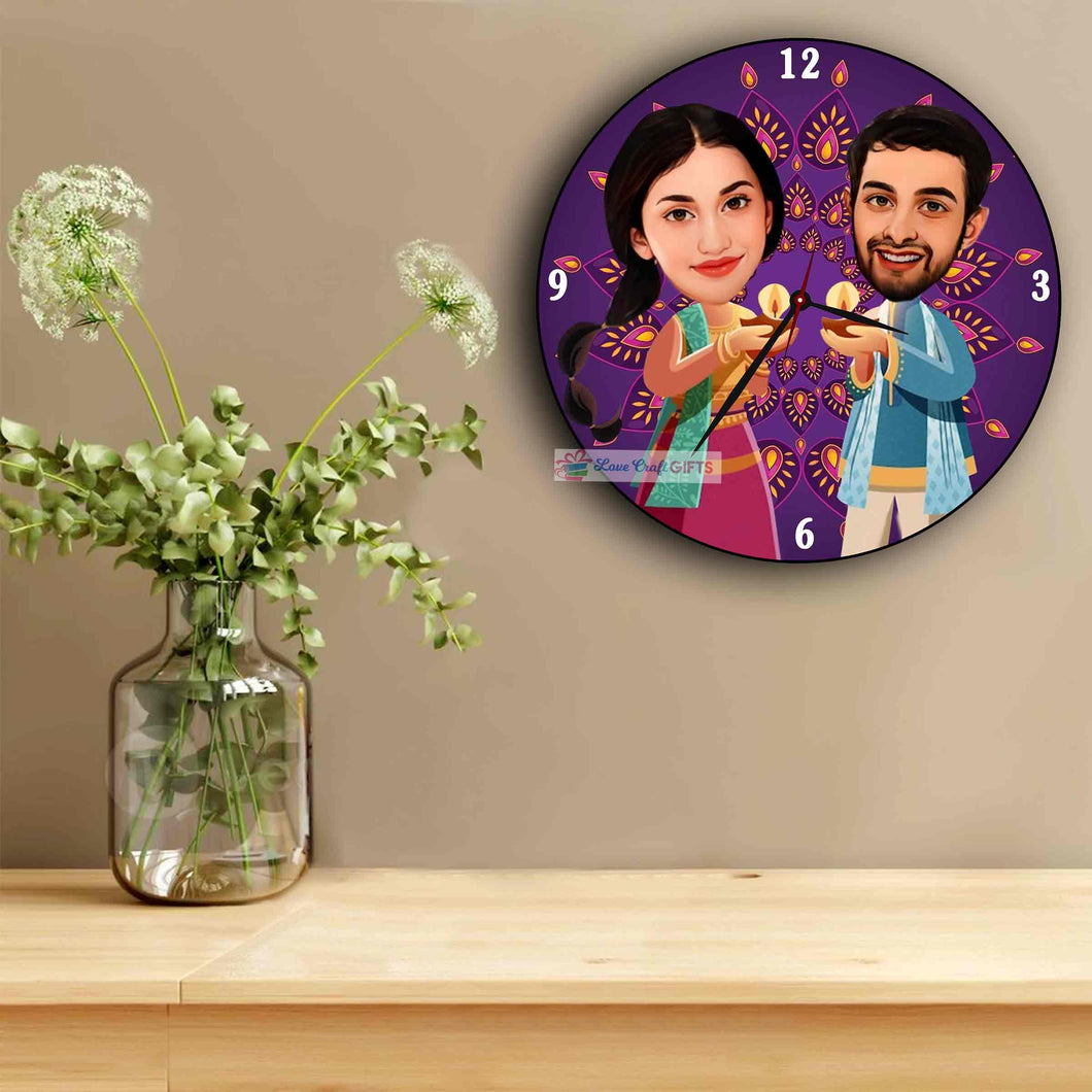 Diwali Special Caricature Wall Clock