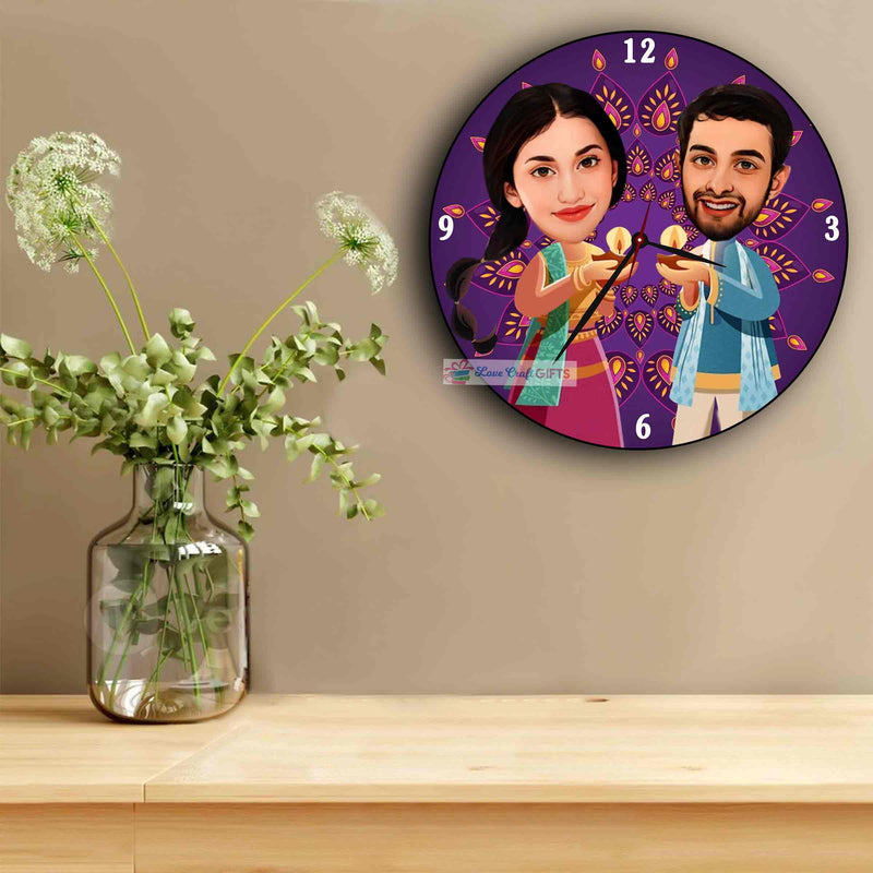 Diwali Special Caricature Wall Clock