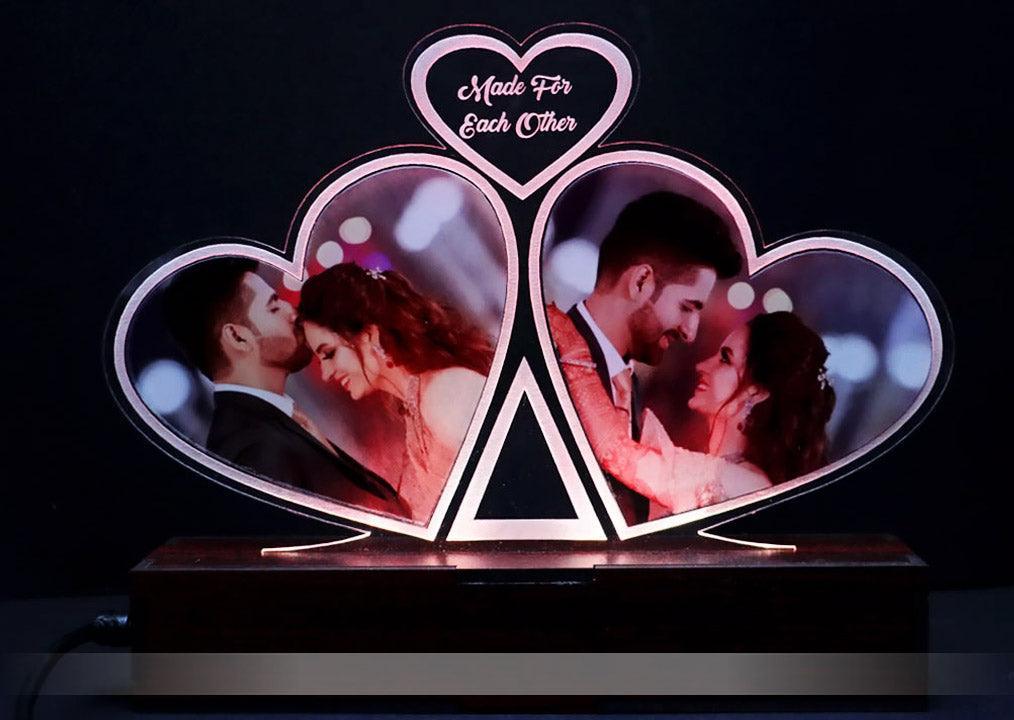 3D Acrylic Heart Multi-Led Table Lamp