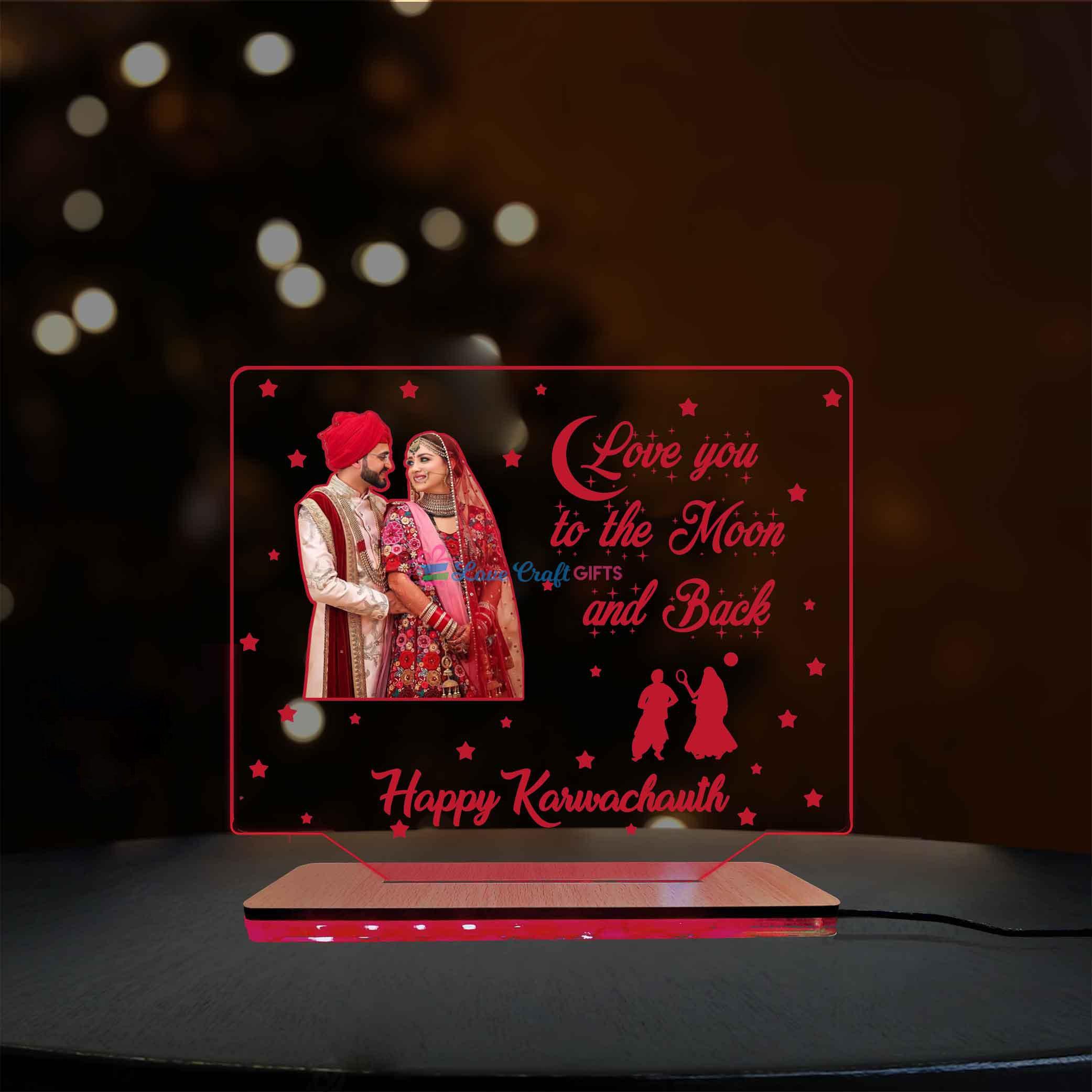 3D Acrylic Multi-Led Table Lamp For Karwa Chauth