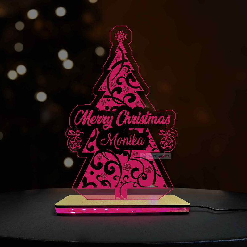 Personalized Christmas Keepsake LED Lamp | Custom Name Christmas Tree with Glowing Green Design | Love Craft Gifts™
