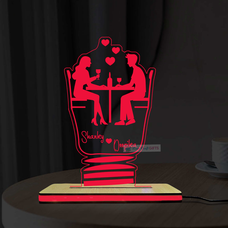 Personalized Couple Dinner Date Acrylic LED Lamp | Custom Romantic Silhouette with Names | Anniversary Gift | Love Craft Gifts™
