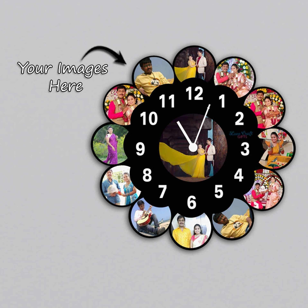 Moon Wooden Photo Wall Clock