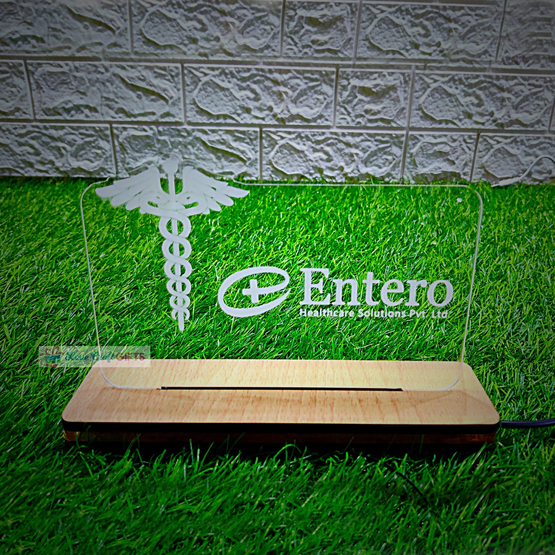 Personalized Healthcare LED Acrylic Name Plate with Custom Logo & Name | Professional Medical Office Desk Décor Gift - 8x6" | Love Craft Gifts™