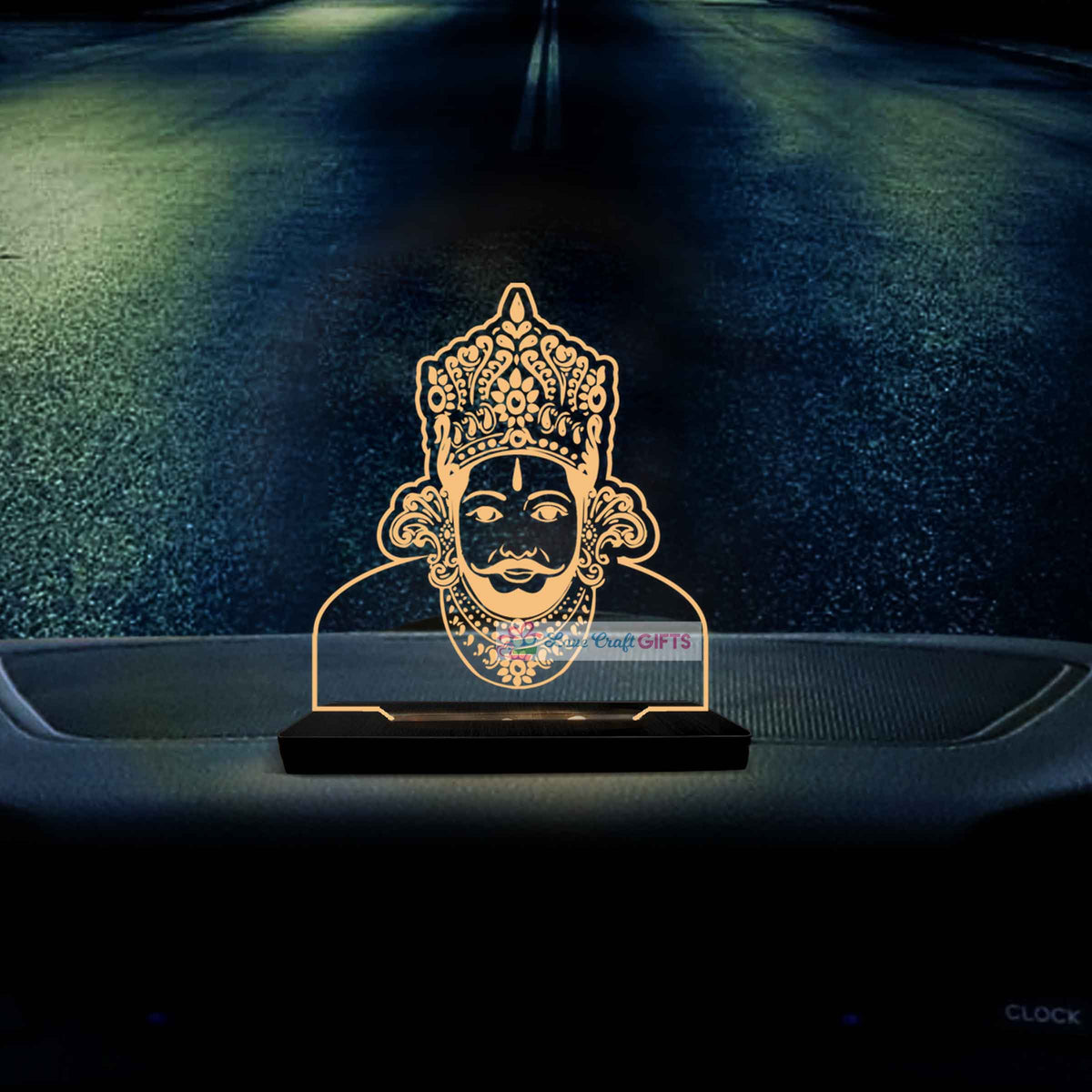 Khatu Shyam Ji LED Car Dashboard Lamp – Premium Acrylic Shyam Baba Dashboard Light for Car Interior Decor, Spiritual Gift for Home, Office & Vehicle | LoveCraftGifts™