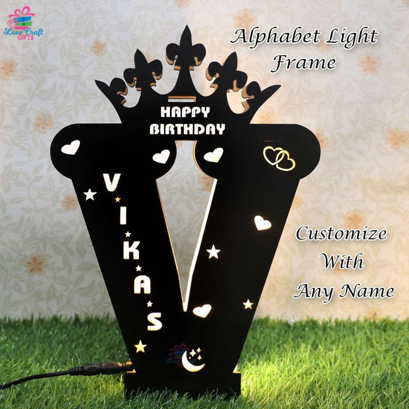 WOODEN ALPHABET V LED NAME LAMP - 5