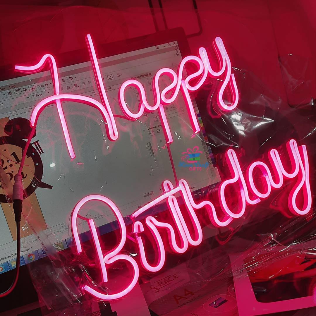 Neon Happy Birthday Light Frame