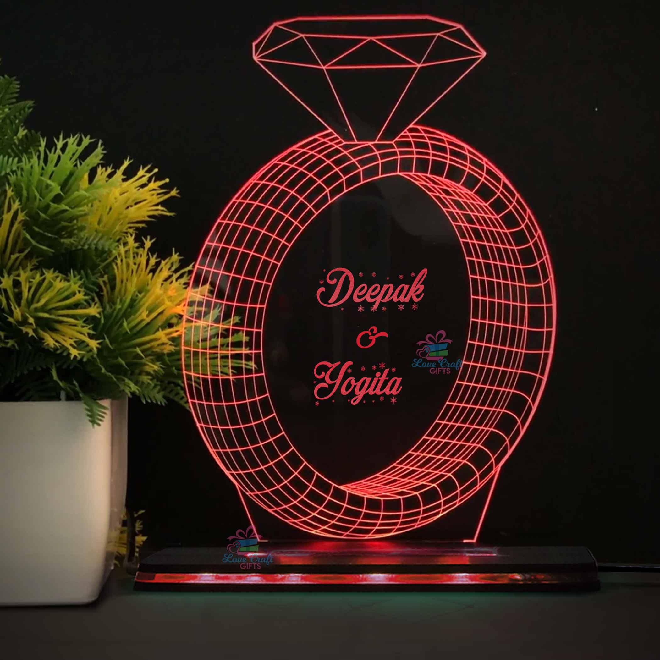 3d Acrylic Names In Ring LED Lamp