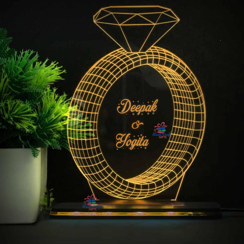 3d Acrylic Names In Ring LED Lamp